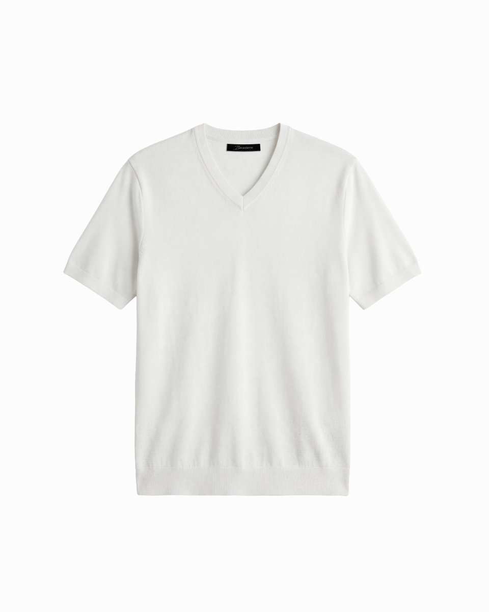 V NECK KNIT WHITE - Benevierre