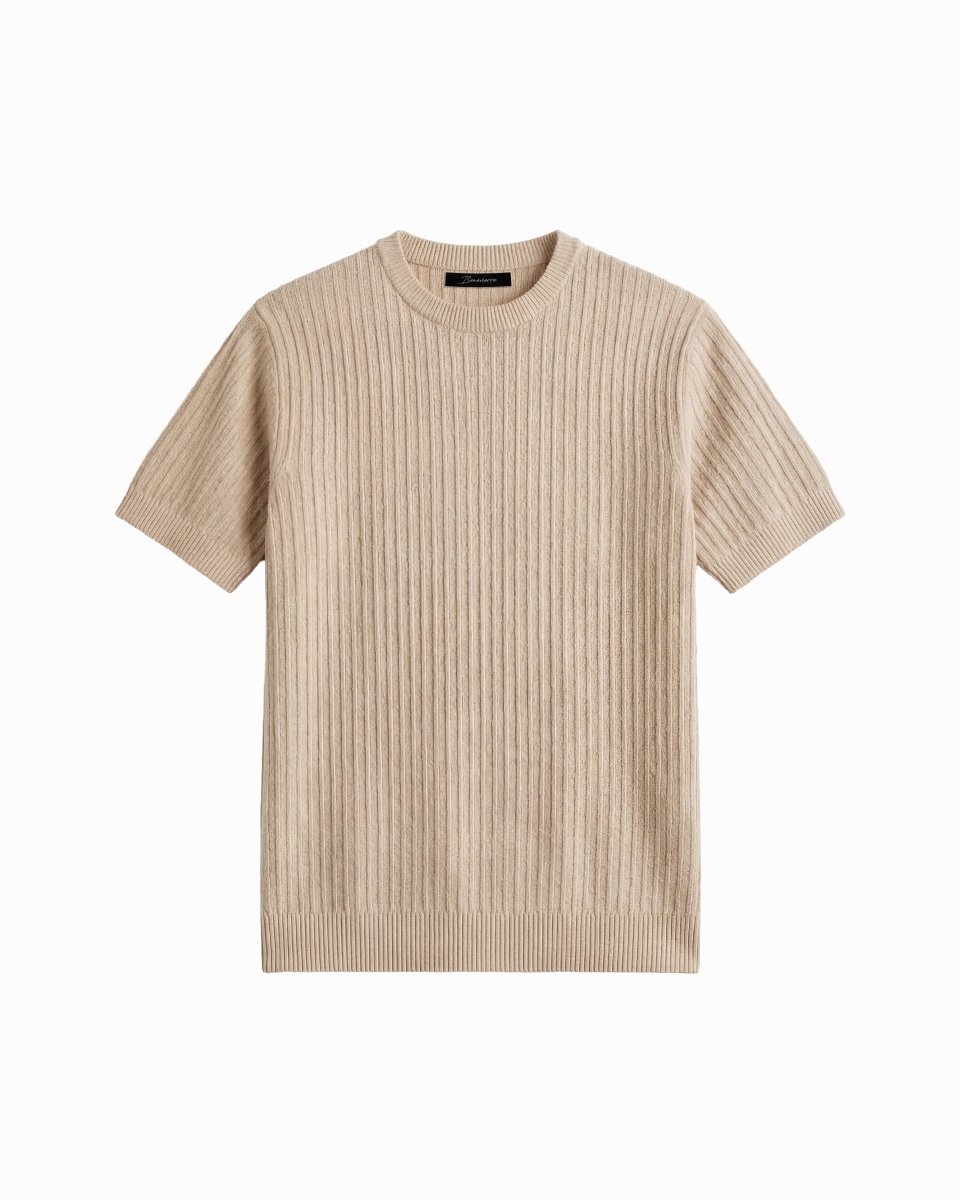 VERTICAL KNIT TEE BEIGE - Benevierre