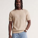 VERTICAL KNIT TEE BEIGE - Benevierre
