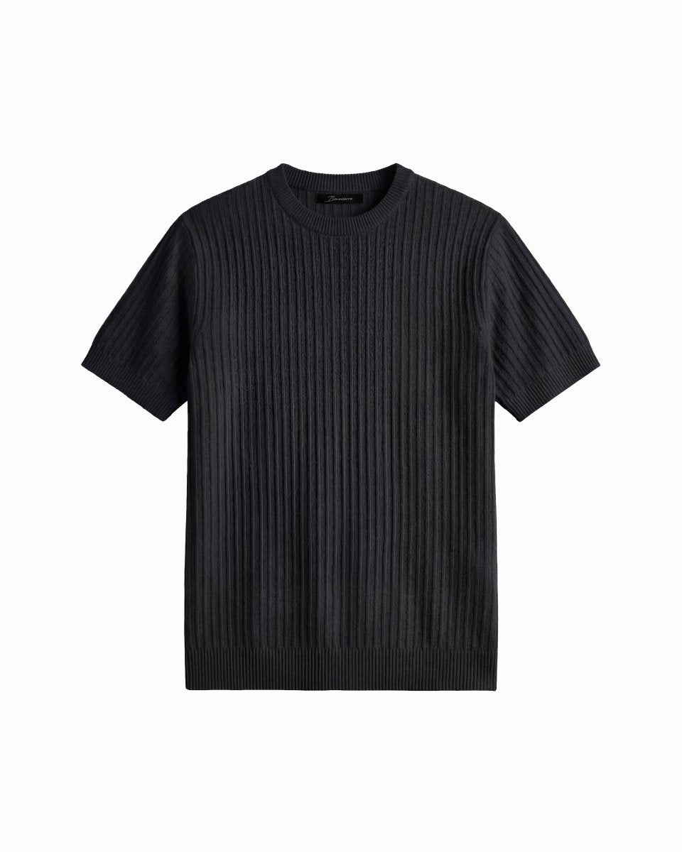 VERTICAL KNIT TEE BLACK - Benevierre