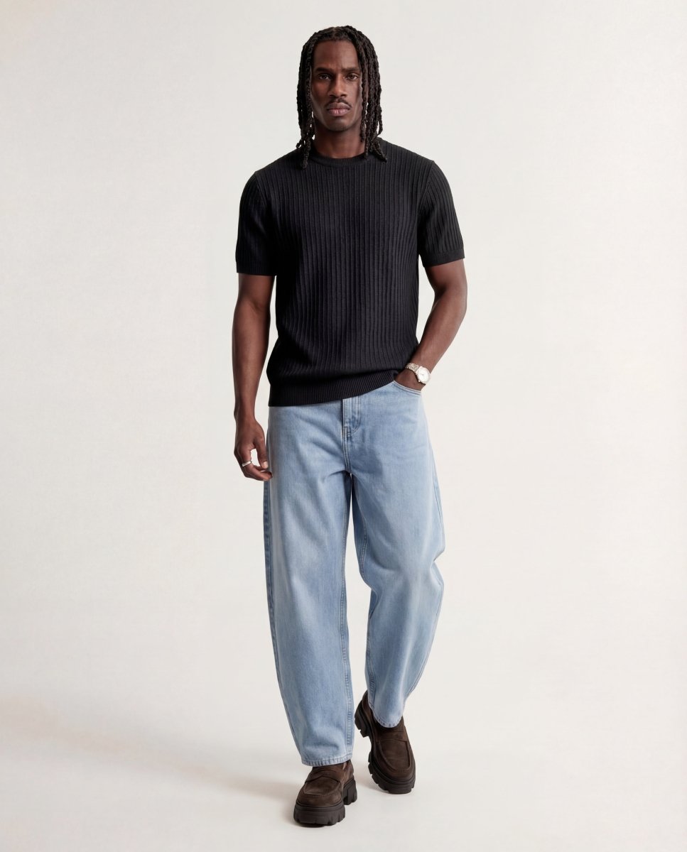 VERTICAL KNIT TEE BLACK - Benevierre