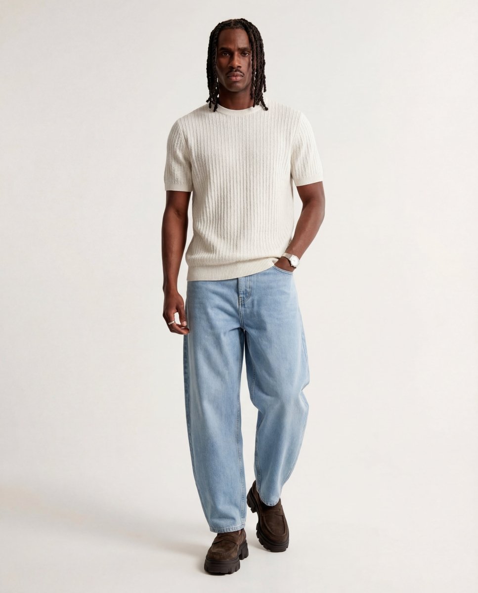 VERTICAL KNIT TEE WHITE - Benevierre