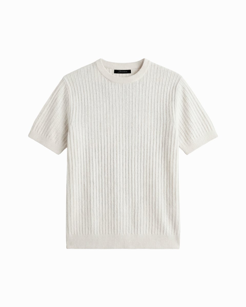 VERTICAL KNIT TEE WHITE - Benevierre