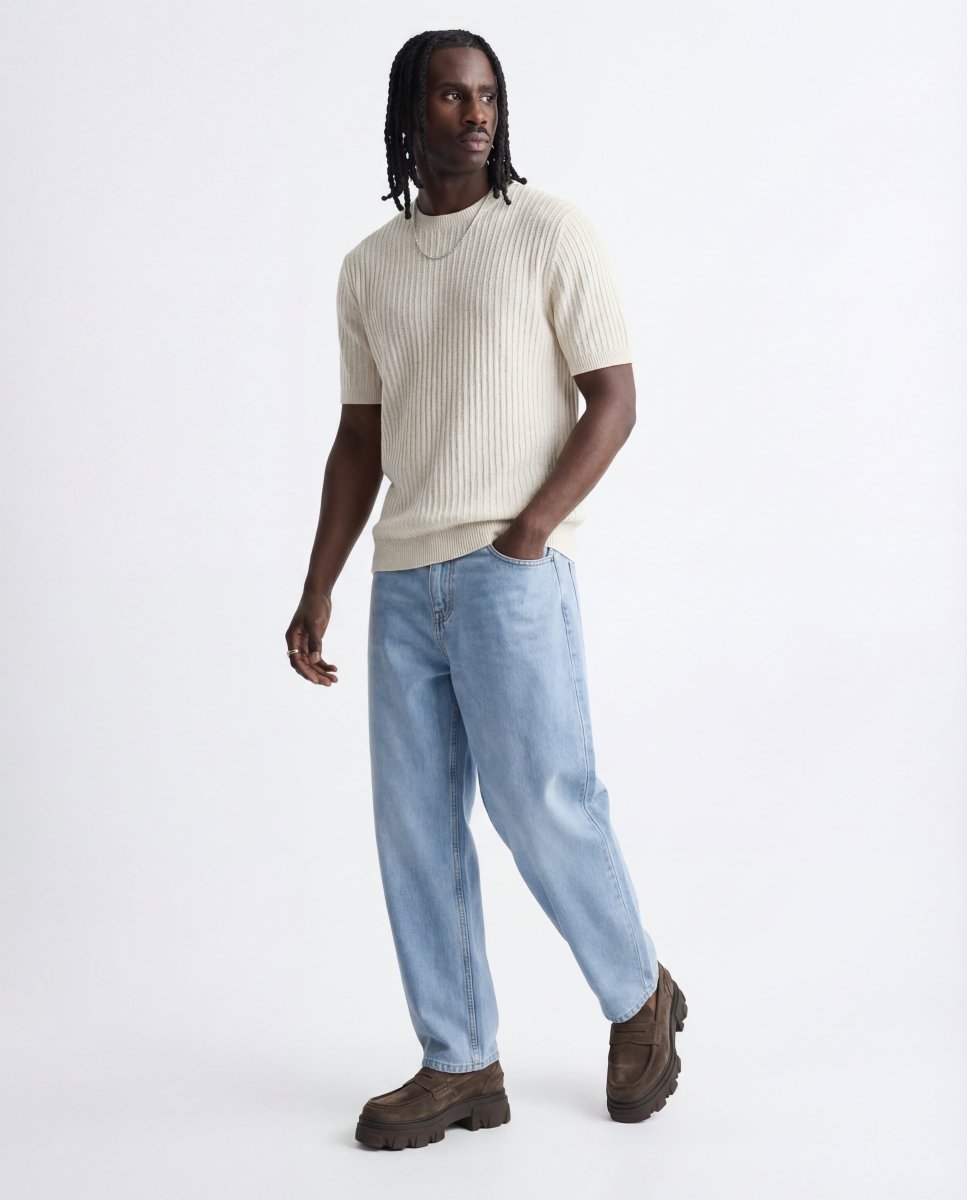 VERTICAL KNIT TEE WHITE - Benevierre