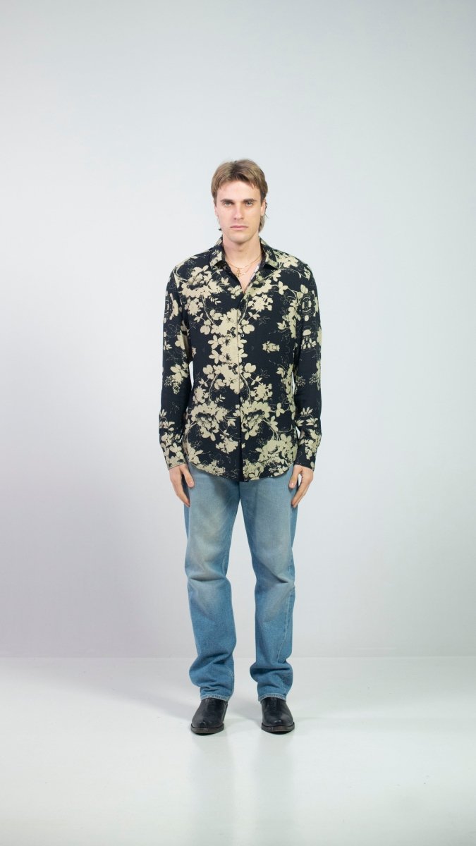 CAMICIA BLACK FLOWERS - Benevierre