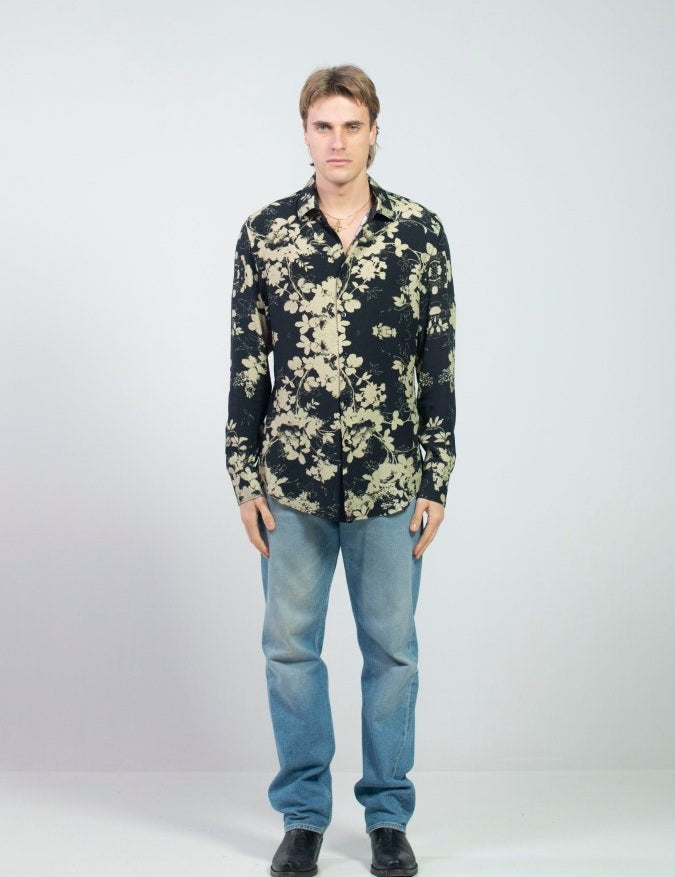 CAMICIA BLACK FLOWERS - Benevierre