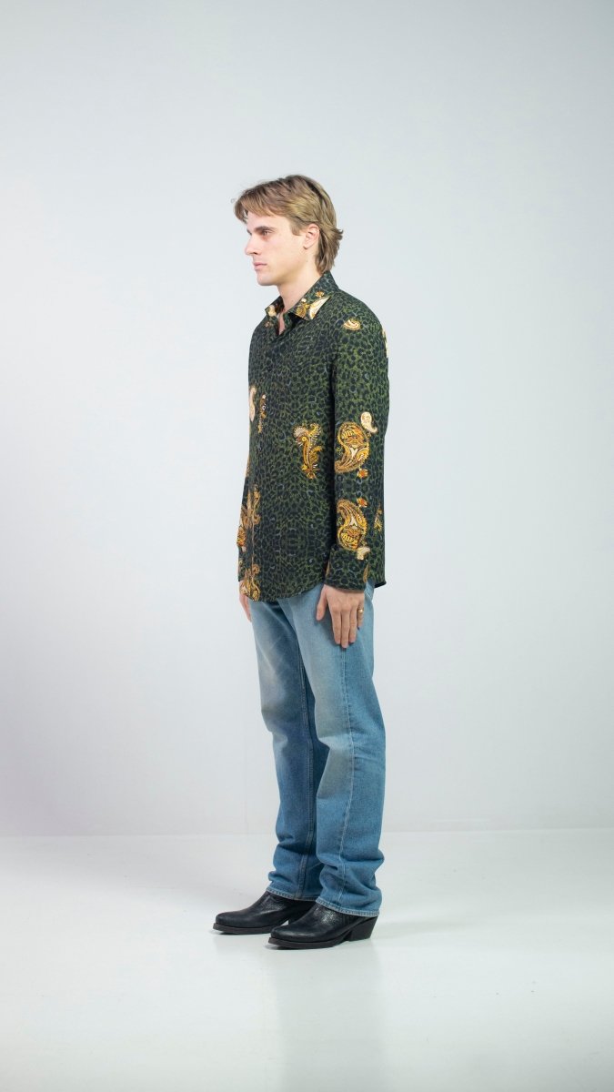CAMICIA GREEN LEOPARD PAISLEY - Benevierre