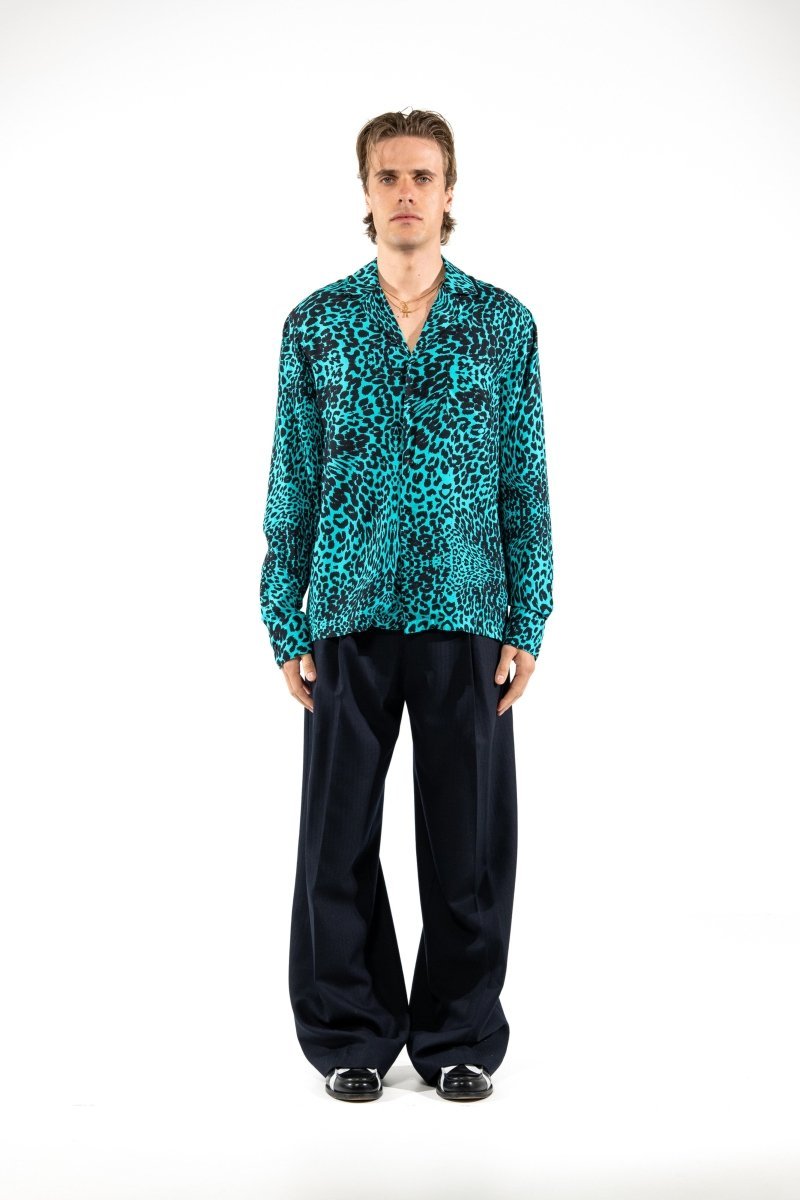 CAMICIA LIGHT BLUE LEOPARD - Benevierre