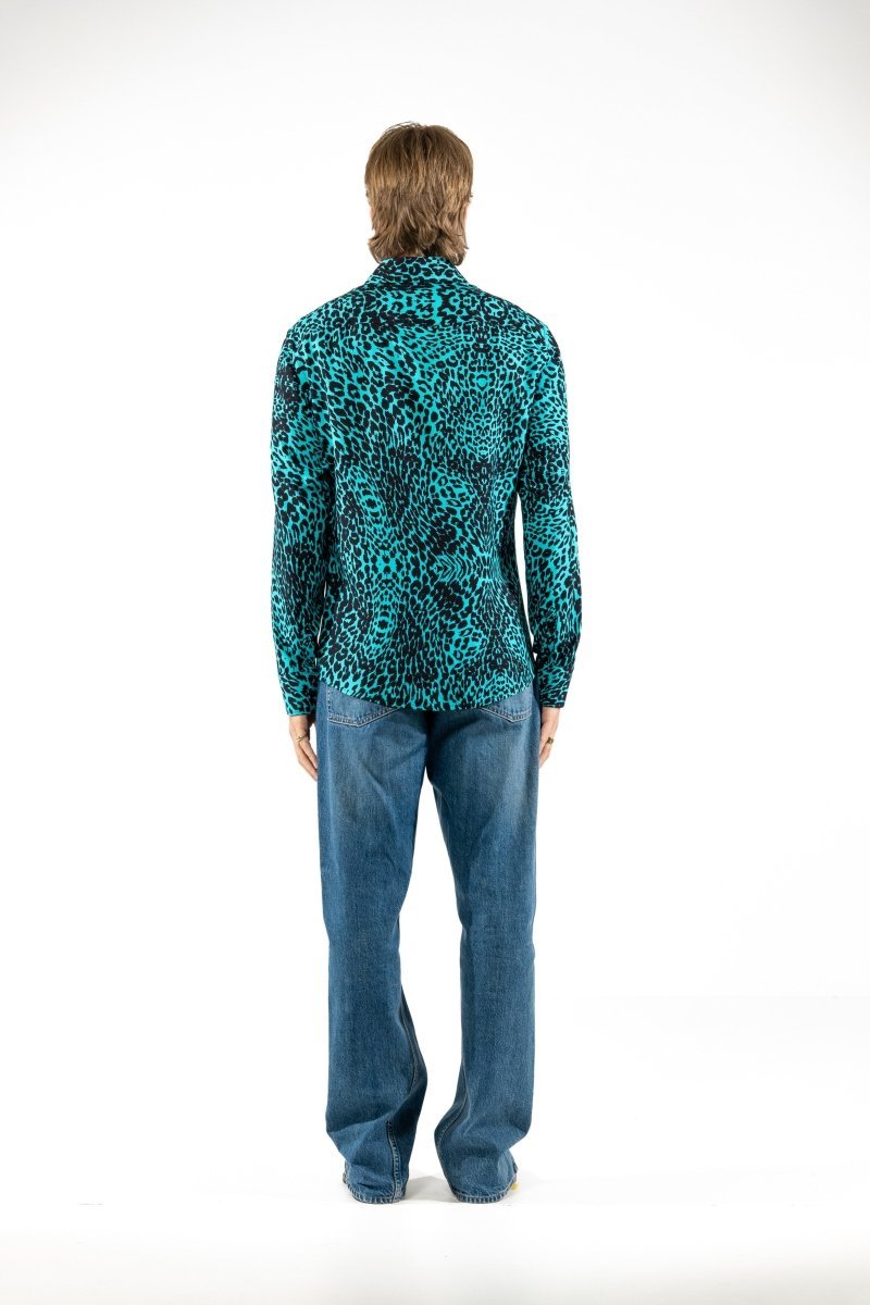 CAMICIA LIGHT BLUE LEOPARD - Benevierre