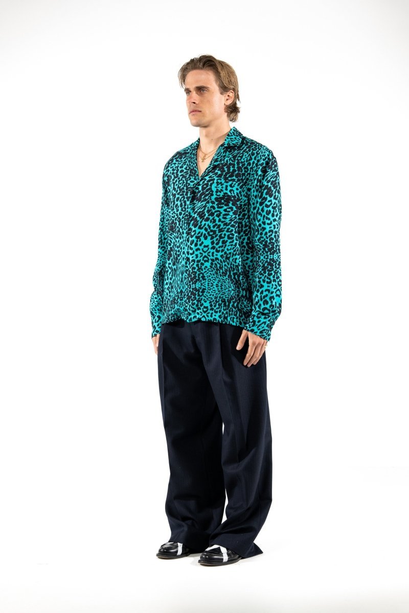 CAMICIA LIGHT BLUE LEOPARD - Benevierre