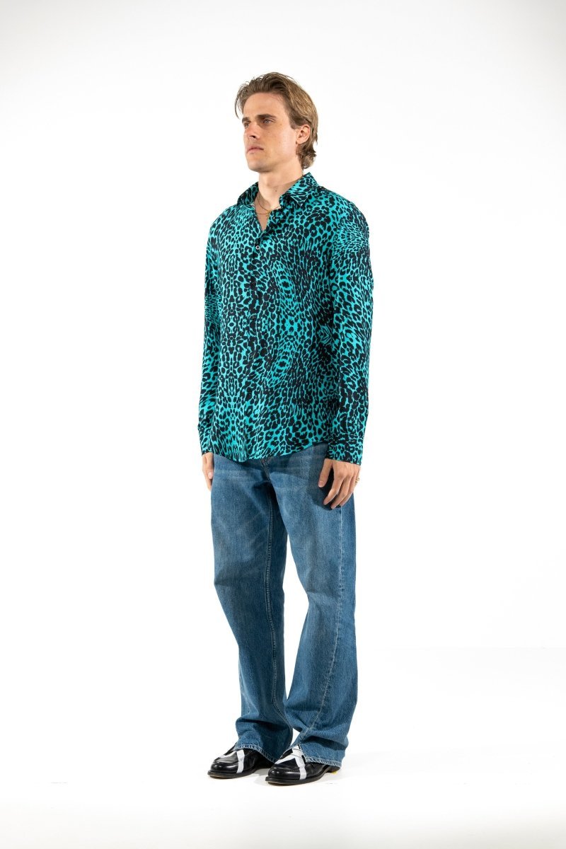 CAMICIA LIGHT BLUE LEOPARD - Benevierre