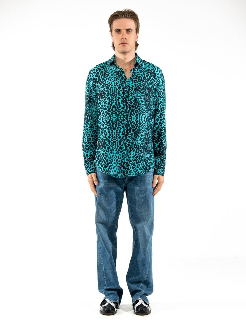 CAMICIA LIGHT BLUE LEOPARD - Benevierre