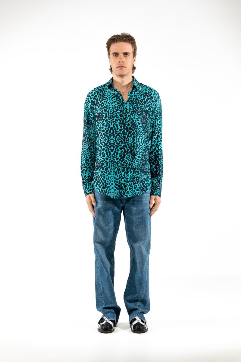 CAMICIA LIGHT BLUE LEOPARD - Benevierre