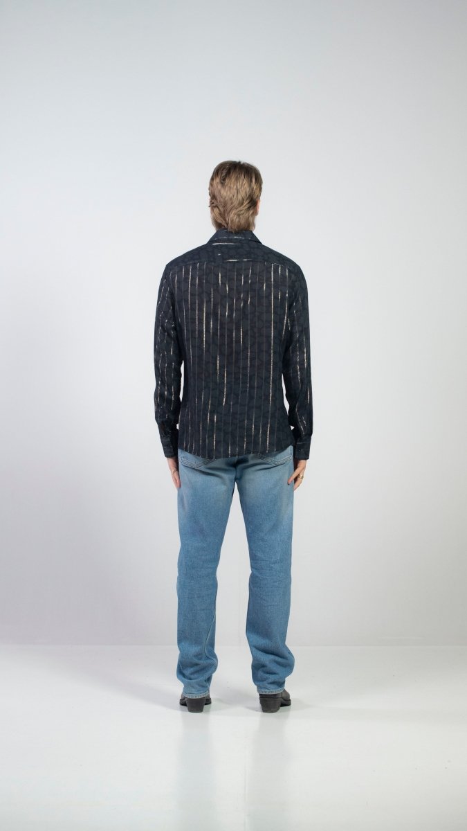 CAMICIA LUREX BLACK ANIMALIER - Benevierre