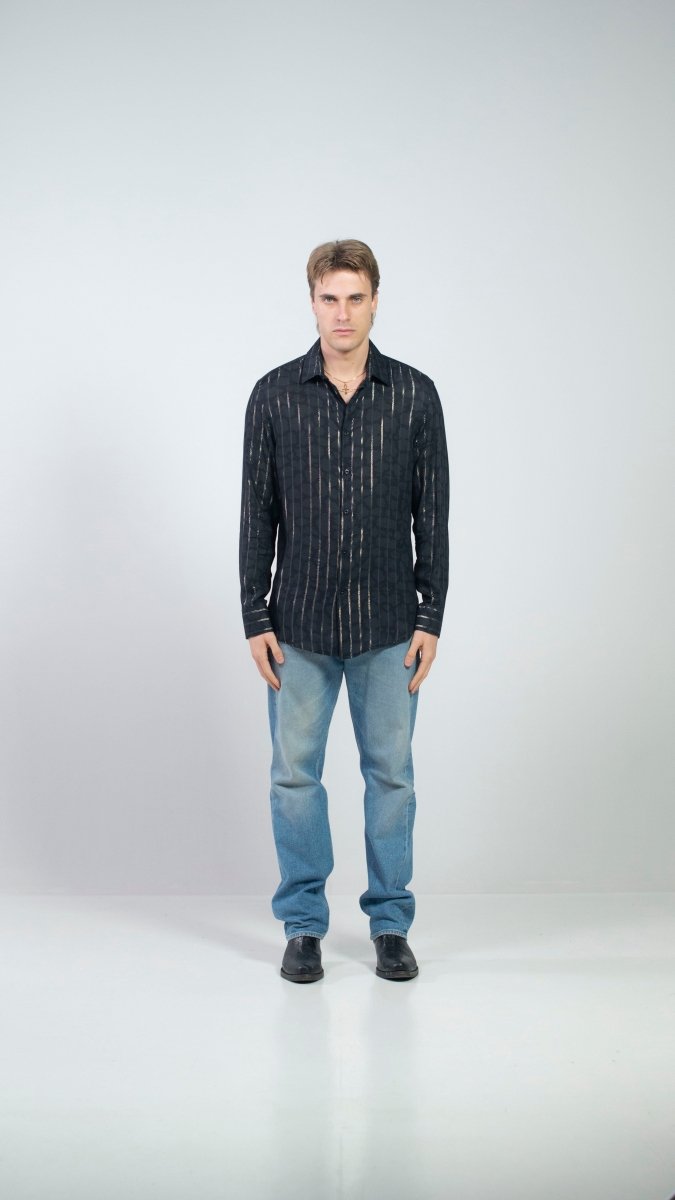 CAMICIA LUREX BLACK ANIMALIER - Benevierre
