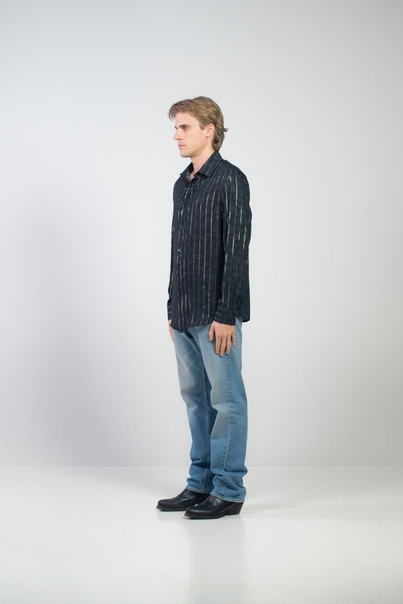 CAMICIA LUREX BLACK ANIMALIER - Benevierre